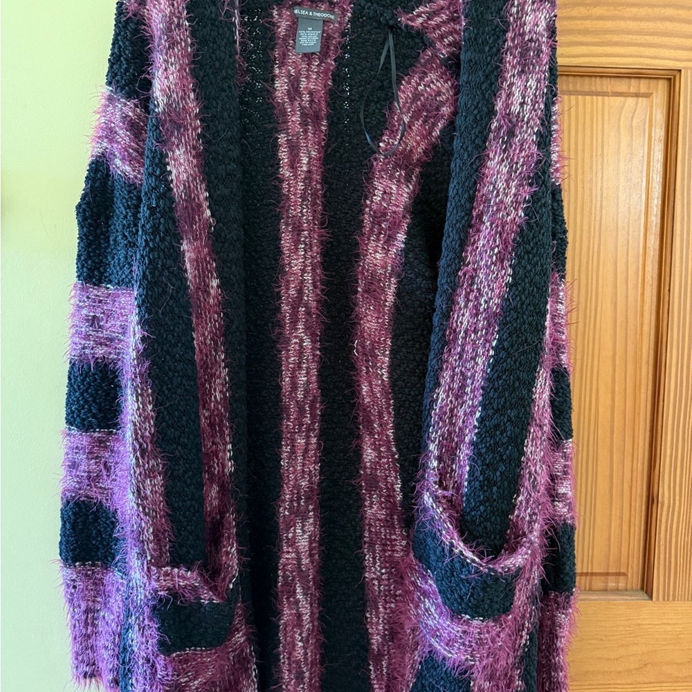 Chelsea & Theodore Black and Purple Cardigan